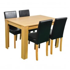 Dining Table with Faux Leather 4 Chairs 